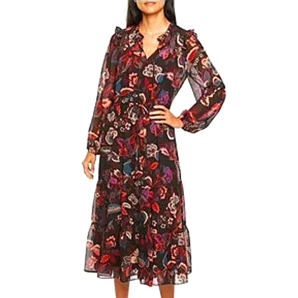Maia floral chiffon midi dress